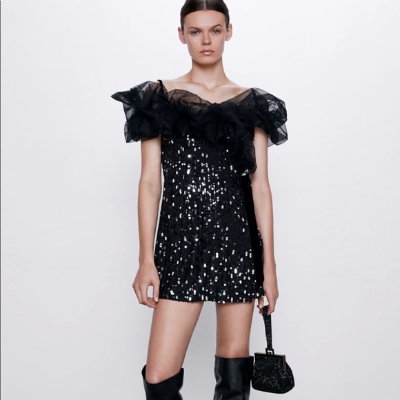 ZARA | Combination Sequin Dress - Picture 2 of 10